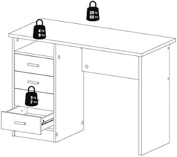 Amazon.co.jp: Tvilum ワーナーデスク 引き出し4個付き オーク構造